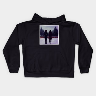 The Girls Watching the Snow at Winter - I Smell Snow - Christmas Kids Hoodie